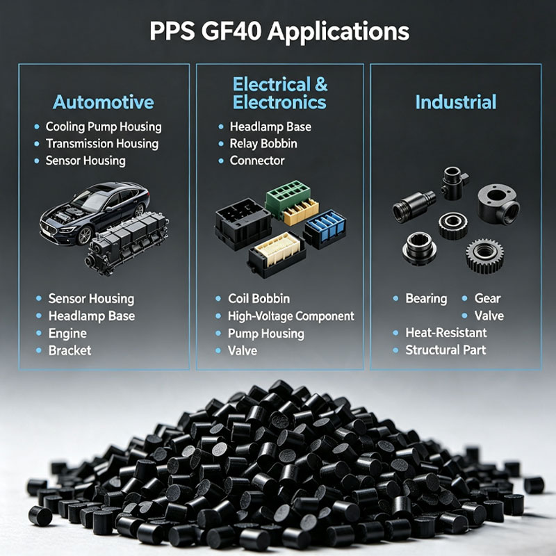 Plastic modificat PPS GF40 rezistent la substanțe chimice pentru automobile